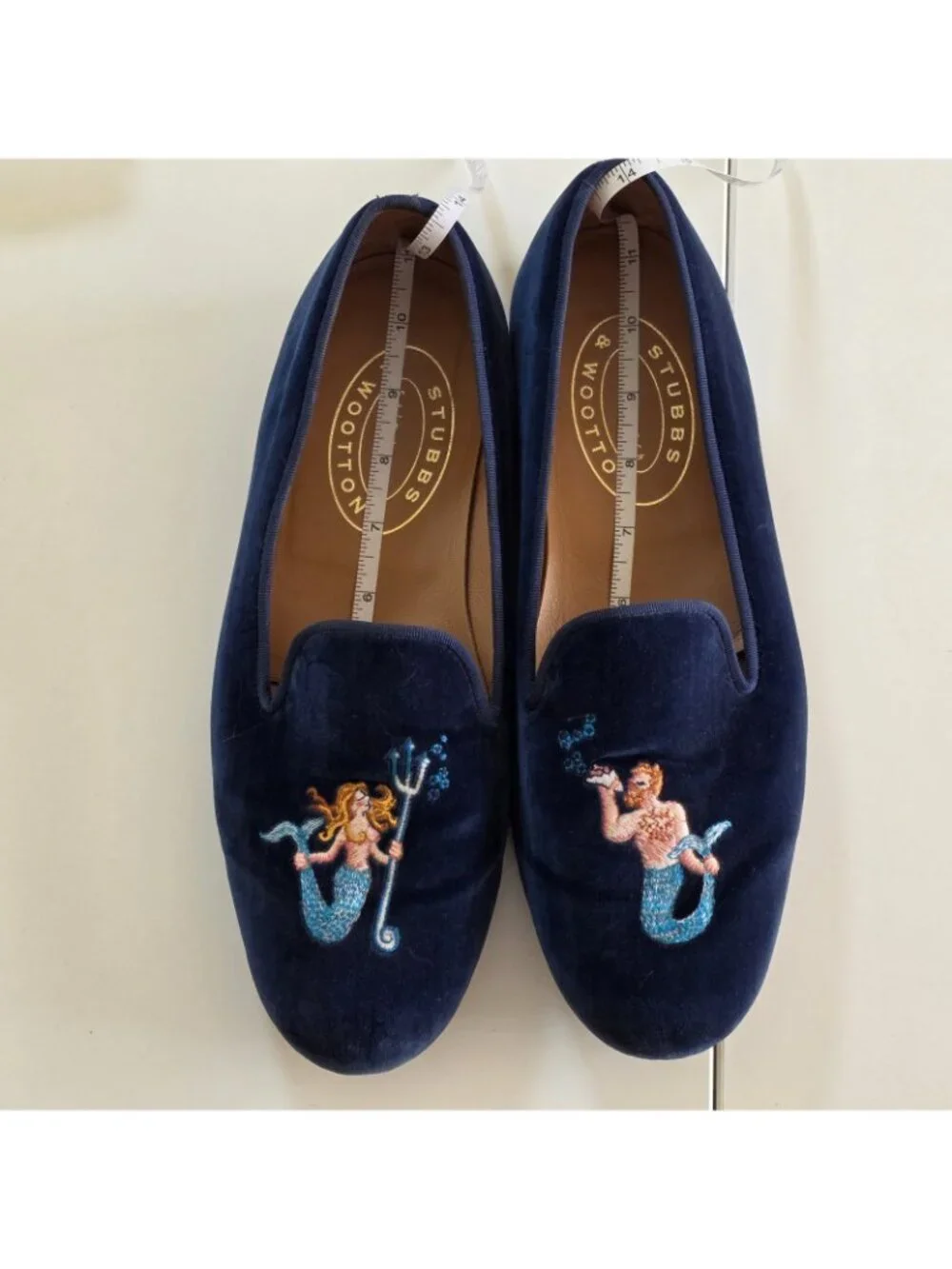 Stubbs Wootton SPLIT SIZE 11 R 11.5 L Velvet Smoking Slippers Mermaid R Merman L